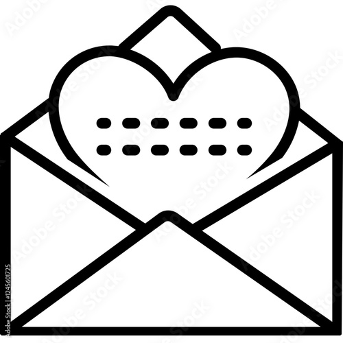 Vector black line icon for Love letter