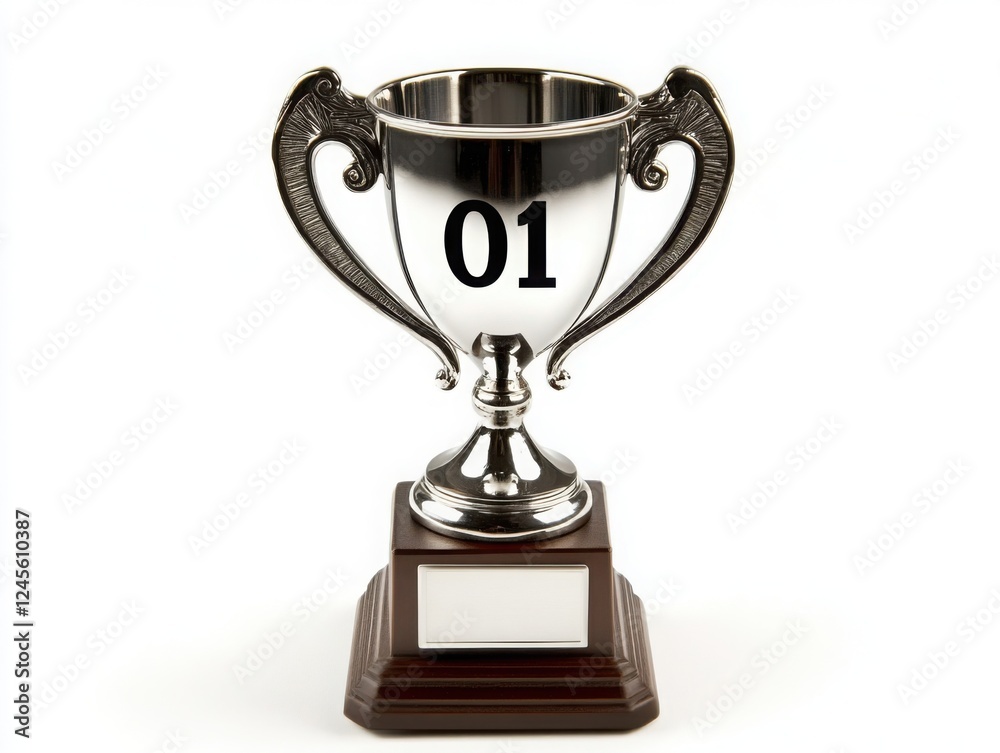 Silver Trophy Number One on White Background Silver Trophy Number One on White Background