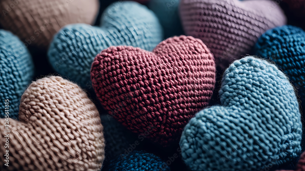 Obraz premium Stacked Warm Knitted Hearts