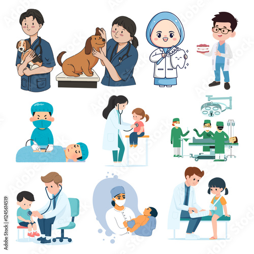 Medical Specialists and Healthcare Professionals Clipart Set