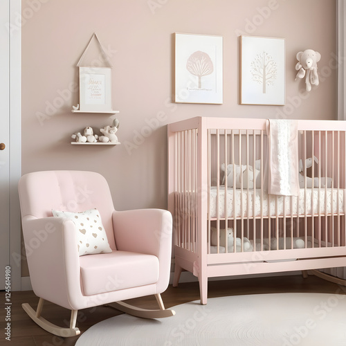 pink baby bed in a bedroom , pink baby crib