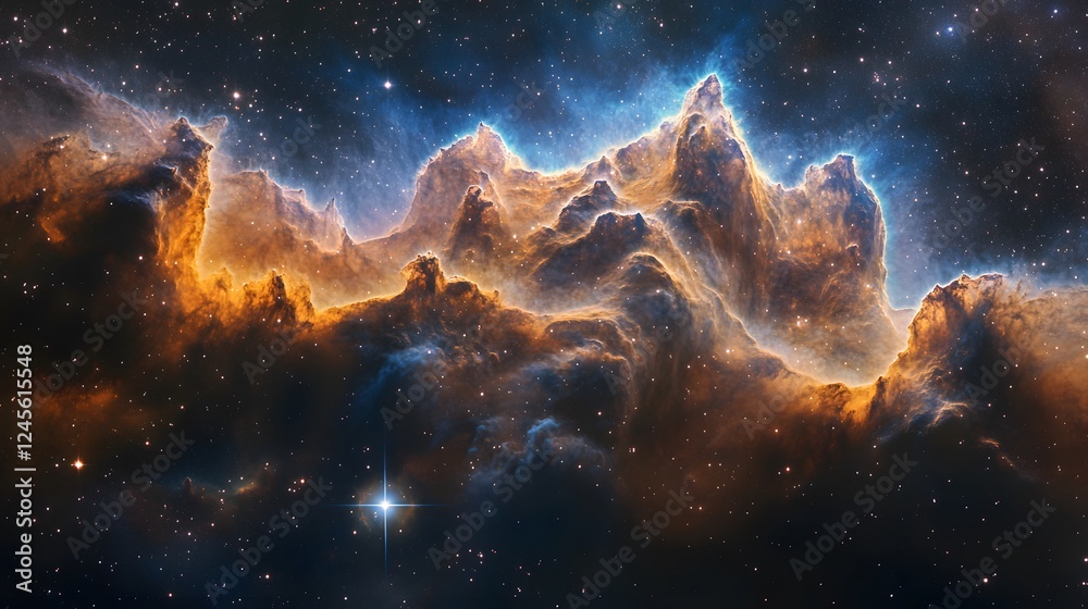 Obraz premium Eagle nebula in constellation with luminous geometric nebula shining bright in cosmic space