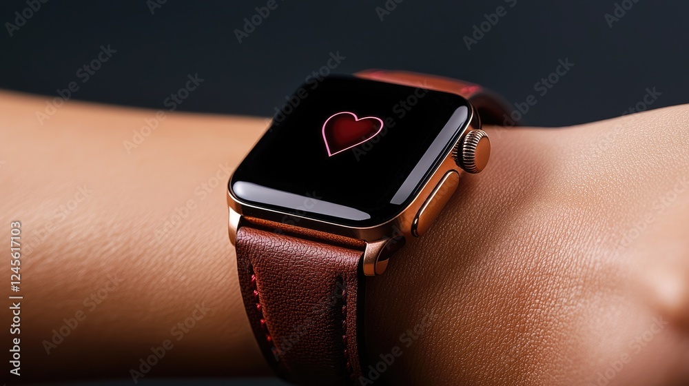 Monitoring heart health with smartwatch technology personal health digital device close-up modern concept Monitoring heart health with smartwatch technology personal health digital device close-up modern concept