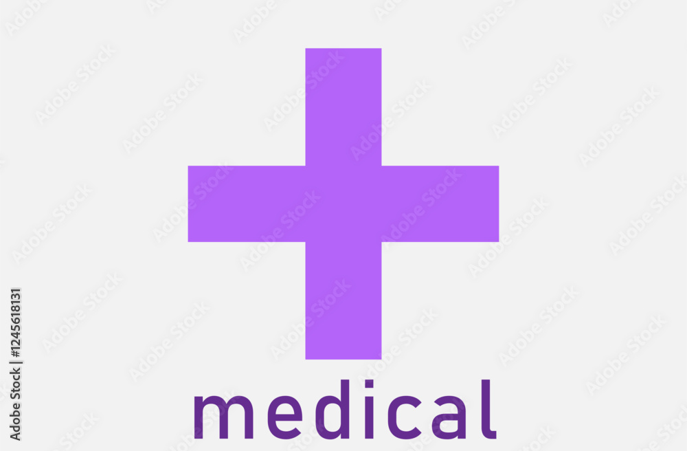 Fototapeta premium medicine sign purple on a light gray background,