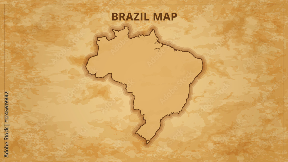 Naklejka premium A Vintage Map Depicting the Borders of the Brazil. Brazil map with federal states in A vintage map based background, Political Brazil Map
