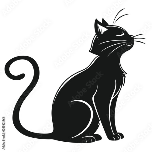 sihouette cat in white background cute