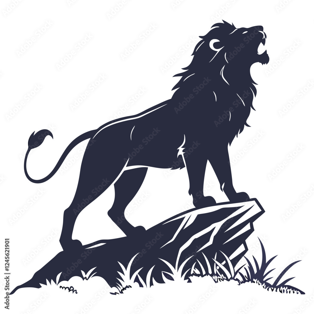 Obraz premium sihouette lion in white background