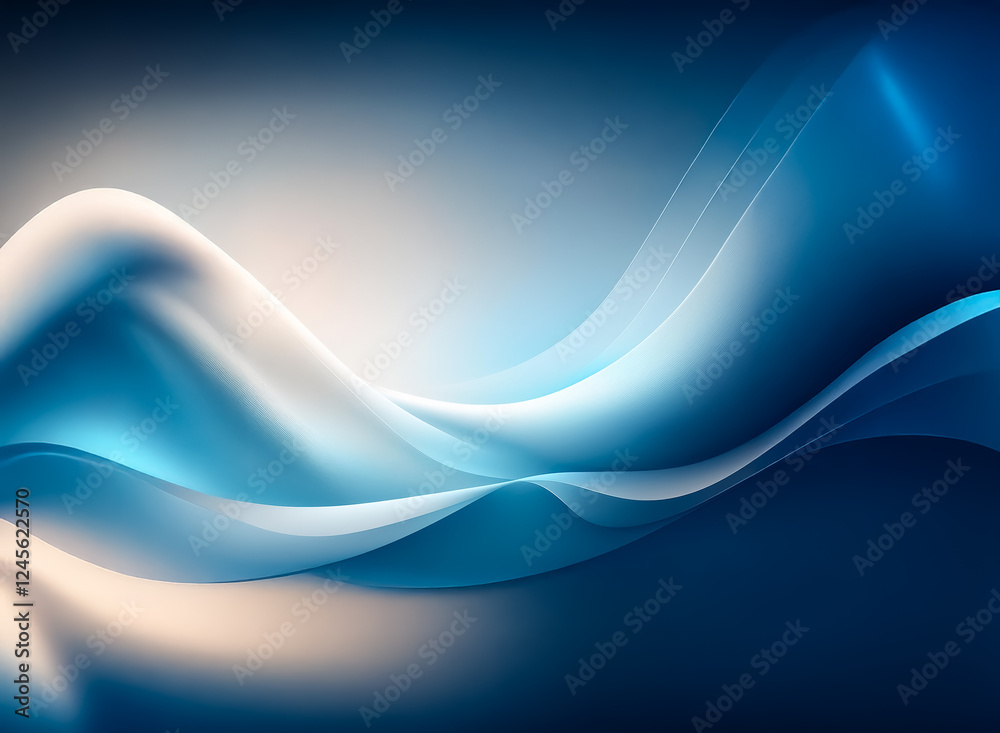 Abstract flowing waves of blue and white blend smoothly on a gradient backdrop. The light reflects softly, creating a serene and calming atmosphere. Gentle curves evoke a sense of movement. Abstract flowing waves of blue and white blend smoothly on a gradient backdrop. The light reflects softly, creating a serene and calming atmosphere. Gentle curves evoke a sense of movement.