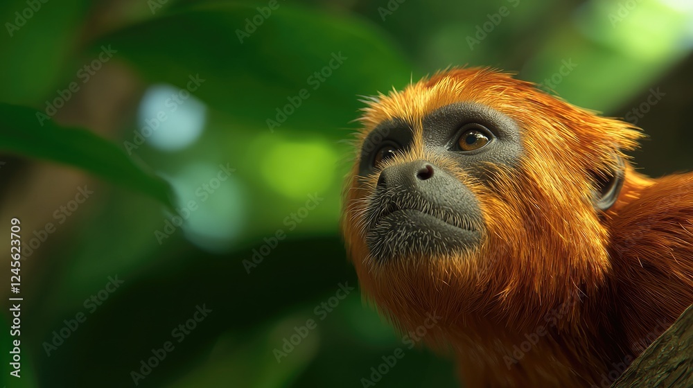 Monkey observing nature rainforest wildlife photography lush environment close-up animal behavior Monkey observing nature rainforest wildlife photography lush environment close-up animal behavior