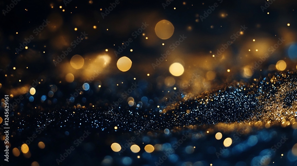 Obraz premium Dark Blue and Gold Glitter Abstract
