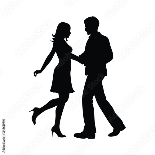 Couple dancing together in a romantic setting under soft lighting during an evening event