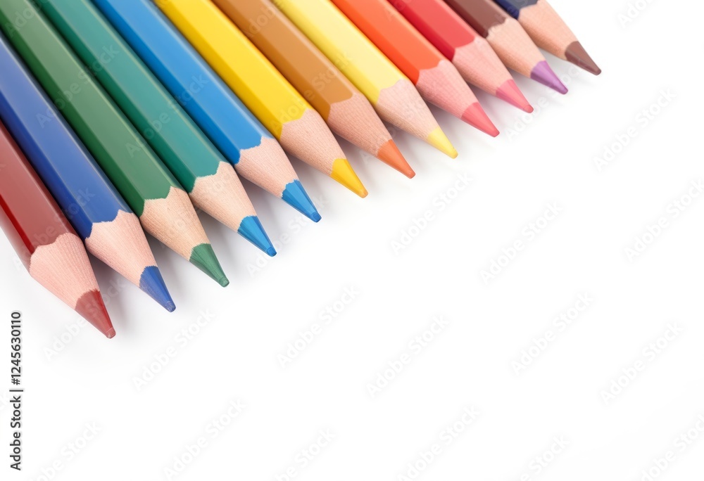 Close up colored pencil on white background Close up colored pencil on white background
