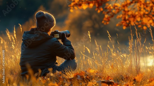 Photographer Autumn Sunrise Lake Nature Photography