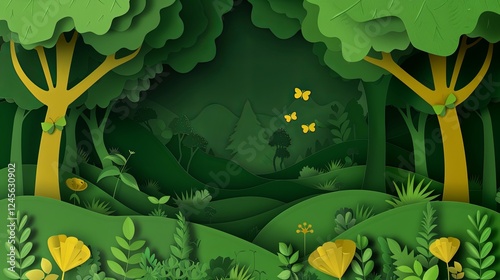 Green eco friendly environment and ecology concept paper art style background