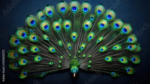 Beautiful Peacock Feathers Displaying Vibrant Colors and Patterns photo