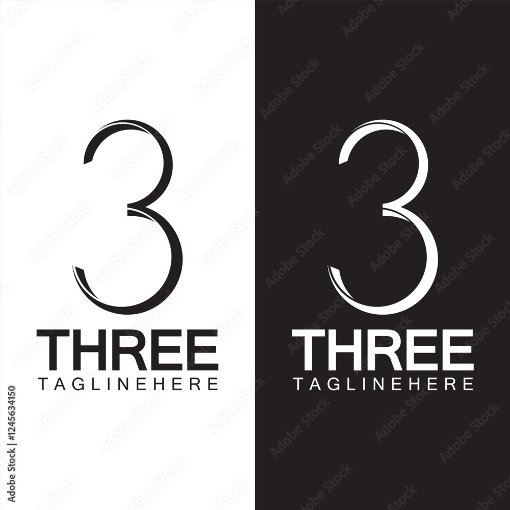 Fototapeta premium Number 3 logo vector icon design template elements