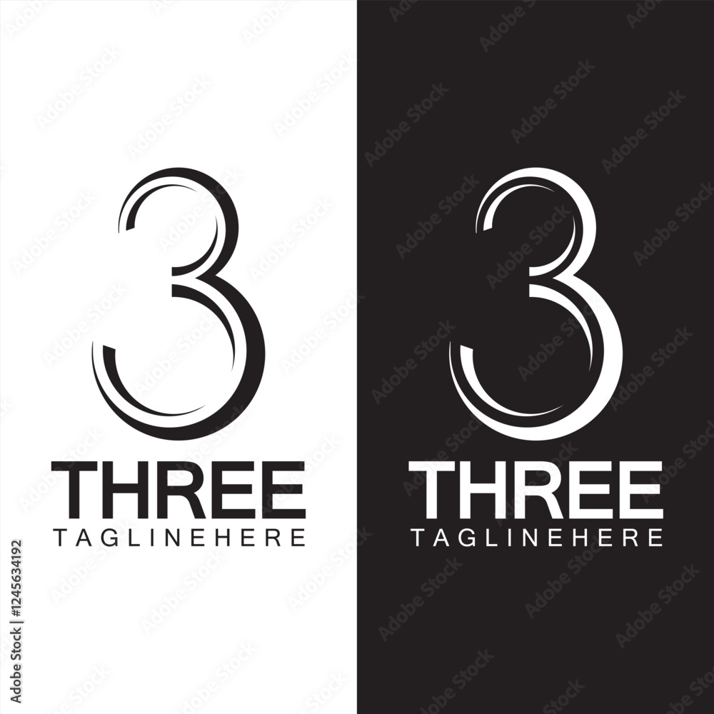 Number 3 logo vector icon design template elements Number 3 logo vector icon design template elements