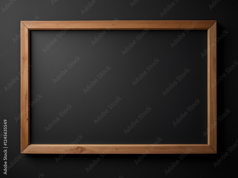Blank Chalkboard with Wooden Frame on Dark Background Blank Chalkboard with Wooden Frame on Dark Background