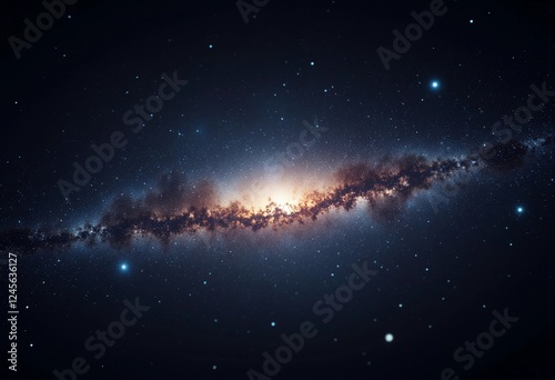 Starlight Shines Brightly on a Swirling Galaxy in the Vast Universe. Generative AI