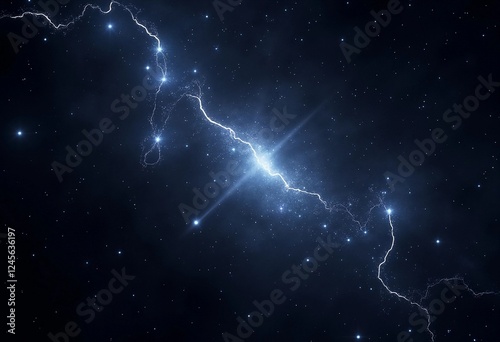 Celestial Storm Lights up the Night Sky With Radiant Energy and Stars. Generative AI