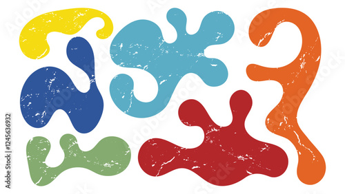 Vibrant collection of organic shapes in irregular forms and bold colors