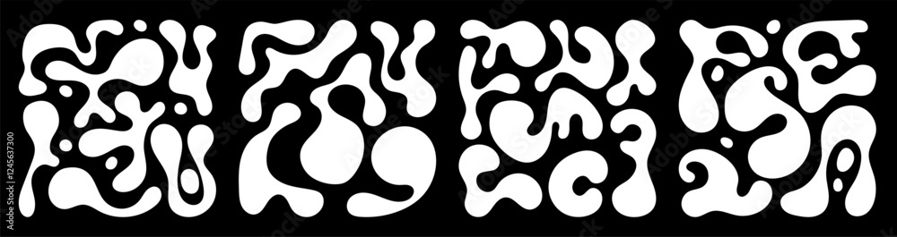 Unique organic shapes form abstract patterns in monochrome design Unique organic shapes form abstract patterns in monochrome design