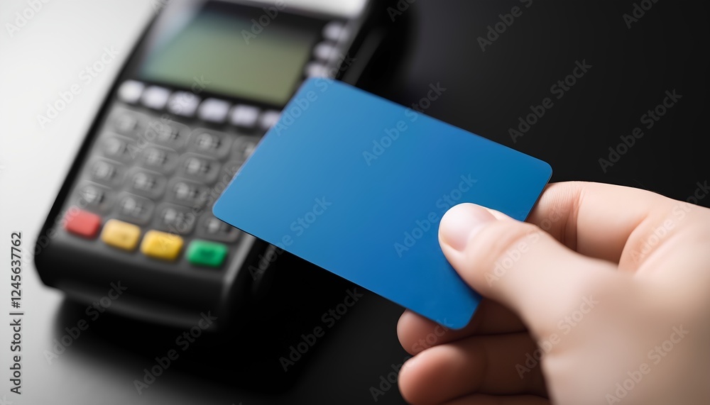 Close-Up of Hand Holding a Debit Card Against an EDC Machine – Cashless Payment and Digital Transactions Close-Up of Hand Holding a Debit Card Against an EDC Machine – Cashless Payment and Digital Transactions