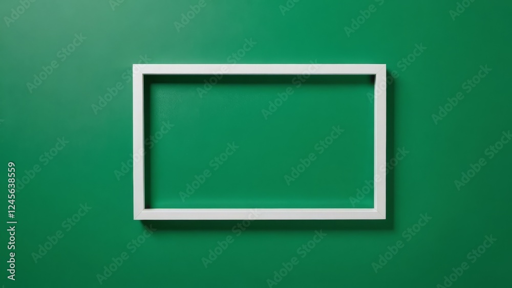 White rectangular frame on a vibrant green background, highlighting modern design and simplicity White rectangular frame on a vibrant green background, highlighting modern design and simplicity