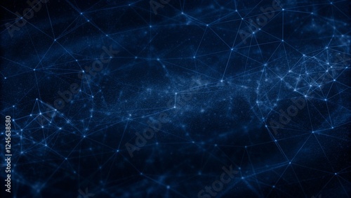 Abstract digital technology system platform dot line light stars galaxy connecting cyber space flow background, future innovation technology abstract presentation background concept, 3D Rendering
