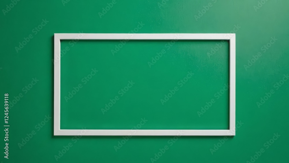 White rectangular frame on a vibrant green background, showcasing modern design and simplicity White rectangular frame on a vibrant green background, showcasing modern design and simplicity