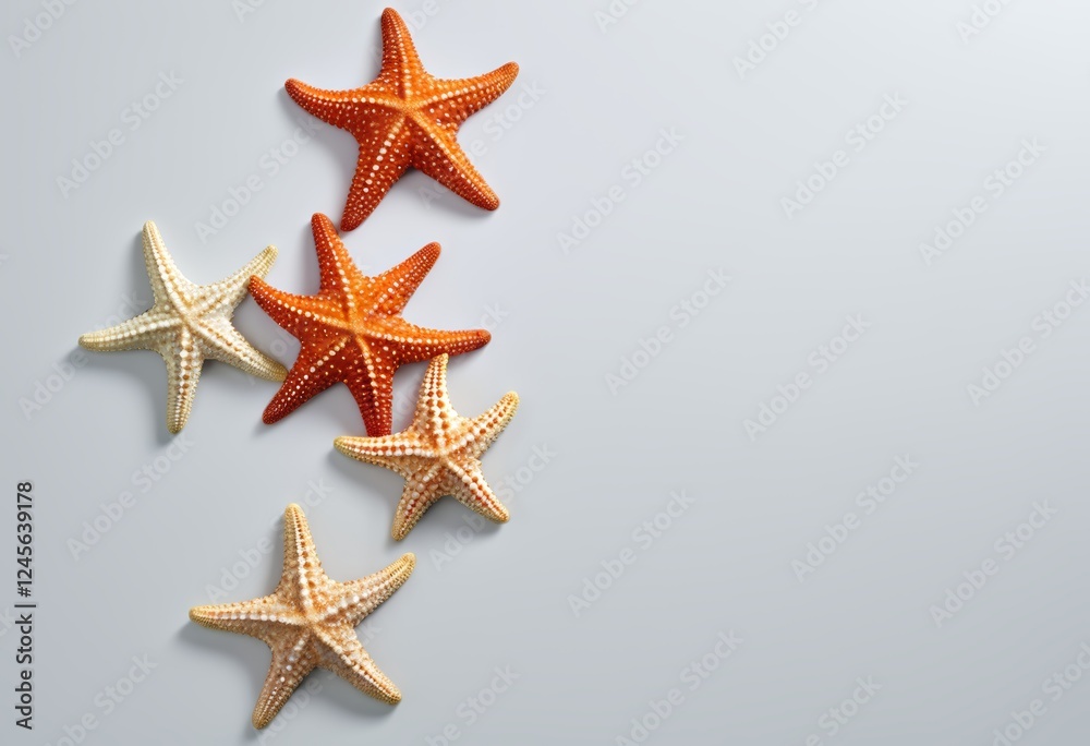 Select starfish arranged on a white surface Select starfish arranged on a white surface