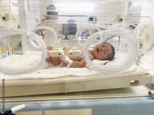 Fotografie newborn baby in an incubator at hospital