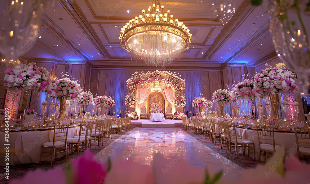 Obraz premium Professional Muslim Wedding Planner with a Stunning Ballroom Setup for Elegant Events