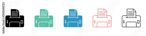 Printer line icon collection. Printing tools. Vector illustration.