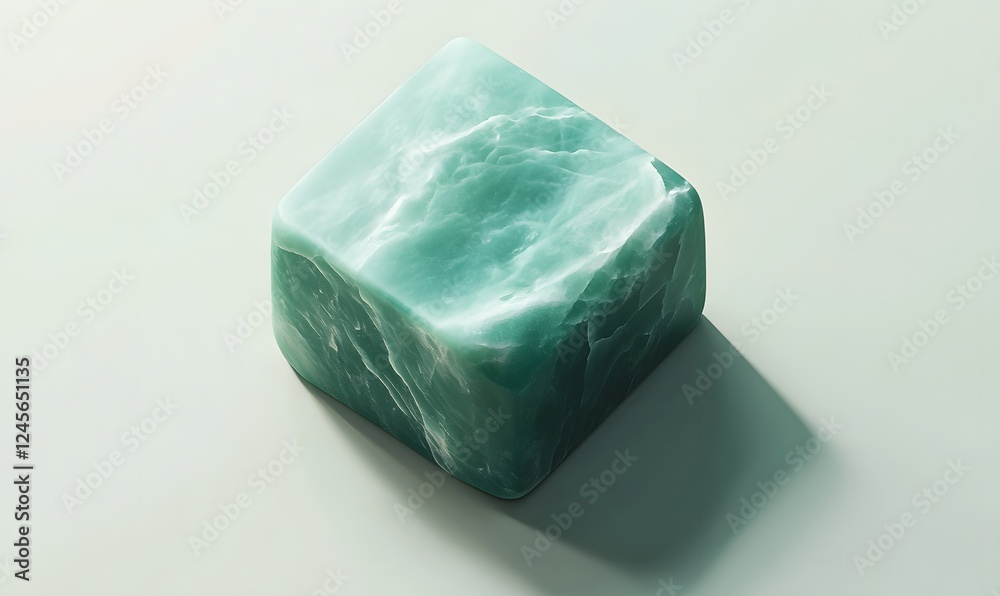 Obraz premium Teal cube ocean texture, studio shot, minimal background, design element