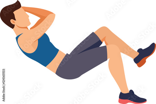 Woman performing a classic crunch exercise.