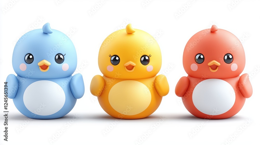 Colorful cartoon birds display playful environment digital art Colorful cartoon birds display playful environment digital art