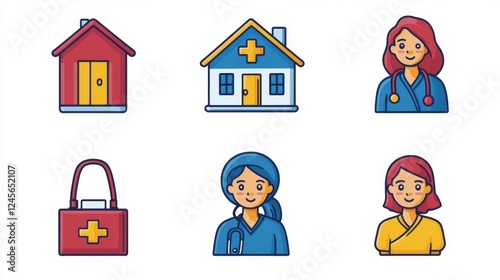 Healthcare icons medical field graphic design digital art