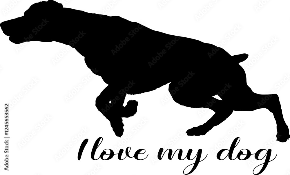 Naklejka premium dog silhouette, dog, dog breeds, logo, vector, silhouette, i love my dog, animal, illustration, icon, sign, design, black, symbol, pet, love