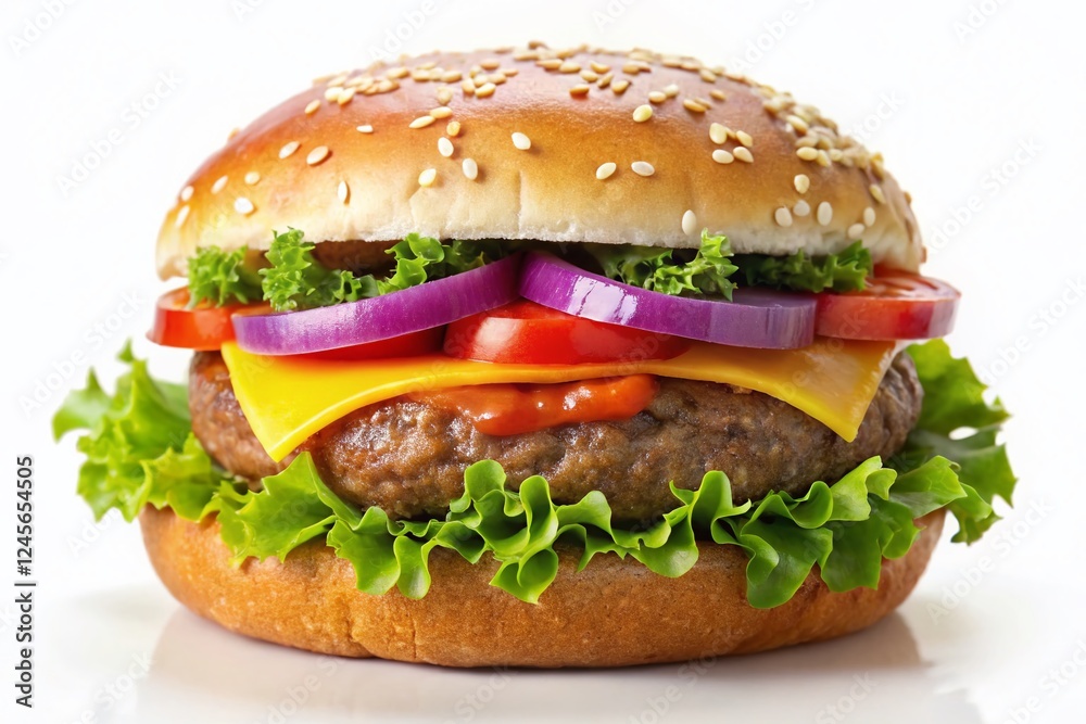 Freshly Drilled Juicy Hamburger Patty Isolated on White Background - Stock Photo Freshly Drilled Juicy Hamburger Patty Isolated on White Background - Stock Photo