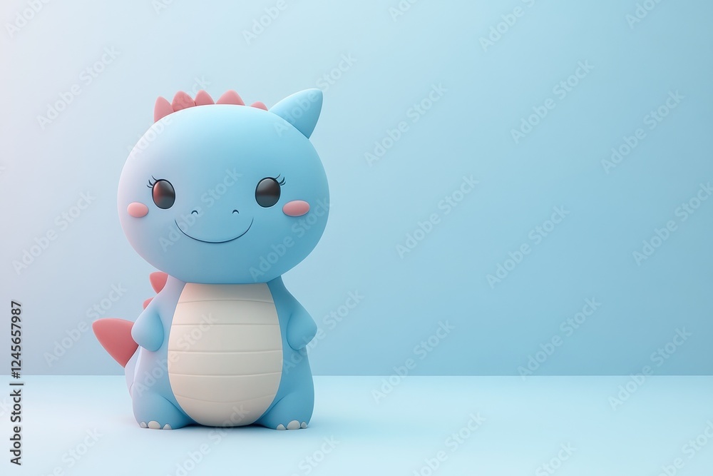 A cute blue dinosaur character with a friendly smile, designed for playful appeal. A cute blue dinosaur character with a friendly smile, designed for playful appeal.
