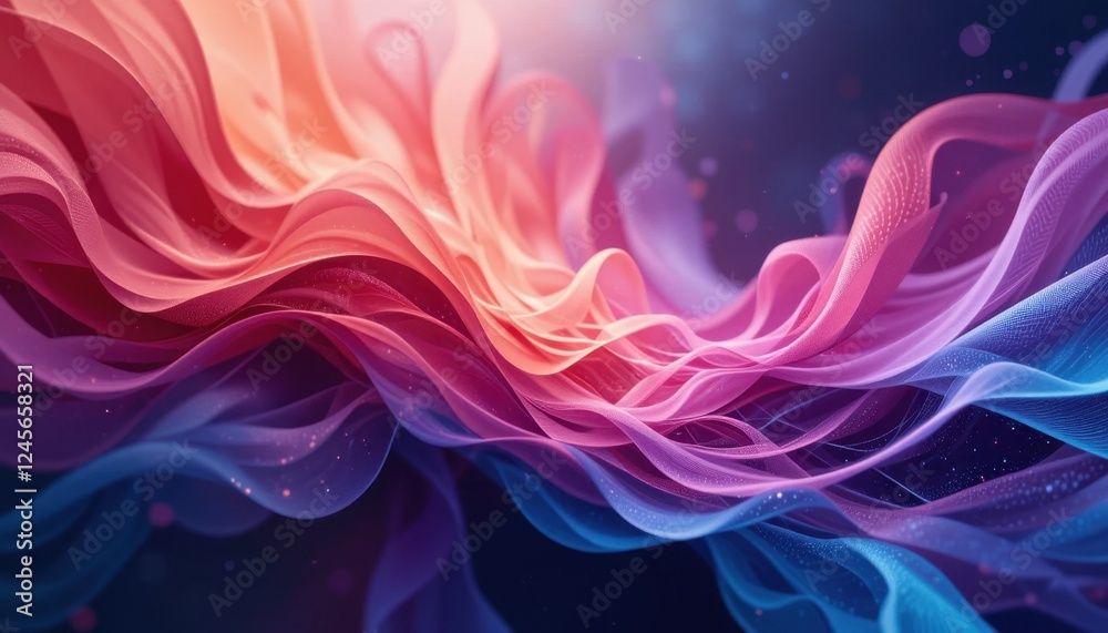 Obraz premium Contemporary digital art with vibrant, flowing gradients and delicate details that capture the facets of love