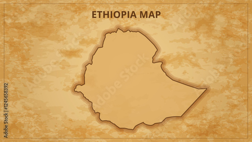 A Vintage Map Depicting the Borders of the Ethiopia. Ethiopia map with federal states in A vintage map based background, Political Ethiopia Map