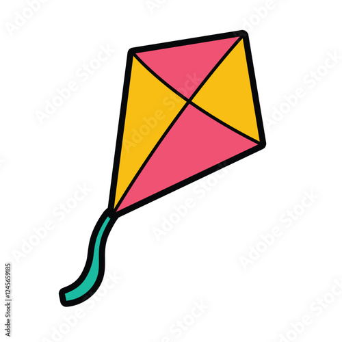Cartoon kite flat icon vector illustration, kite clip art, classic old games, clip art of kite, traditional toys clipart image, gambar layangan or layang layang, clip art kite photo
