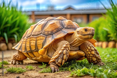 Sulcata and African Spurred Tortoise Enjoying the Farm Life photo