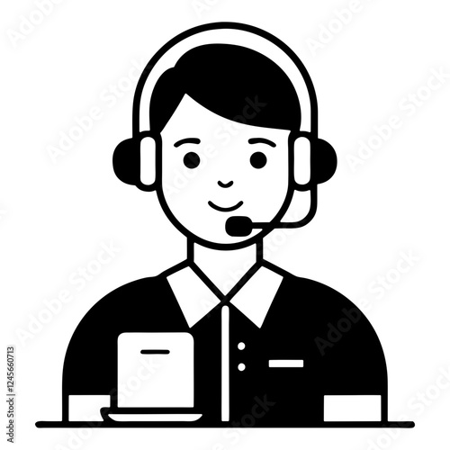 Call center manager Call center operator Black icon isolated on white background User icon