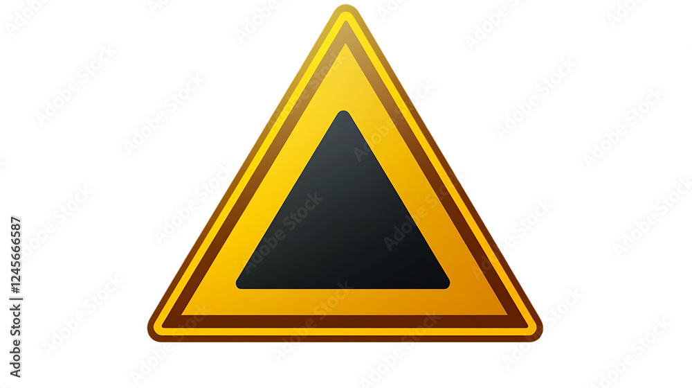 A classic yellow triangle warning sign with a black icon in the center, isolated on a transparent background, perfect for safety alerts A classic yellow triangle warning sign with a black icon in the center, isolated on a transparent background, perfect for safety alerts