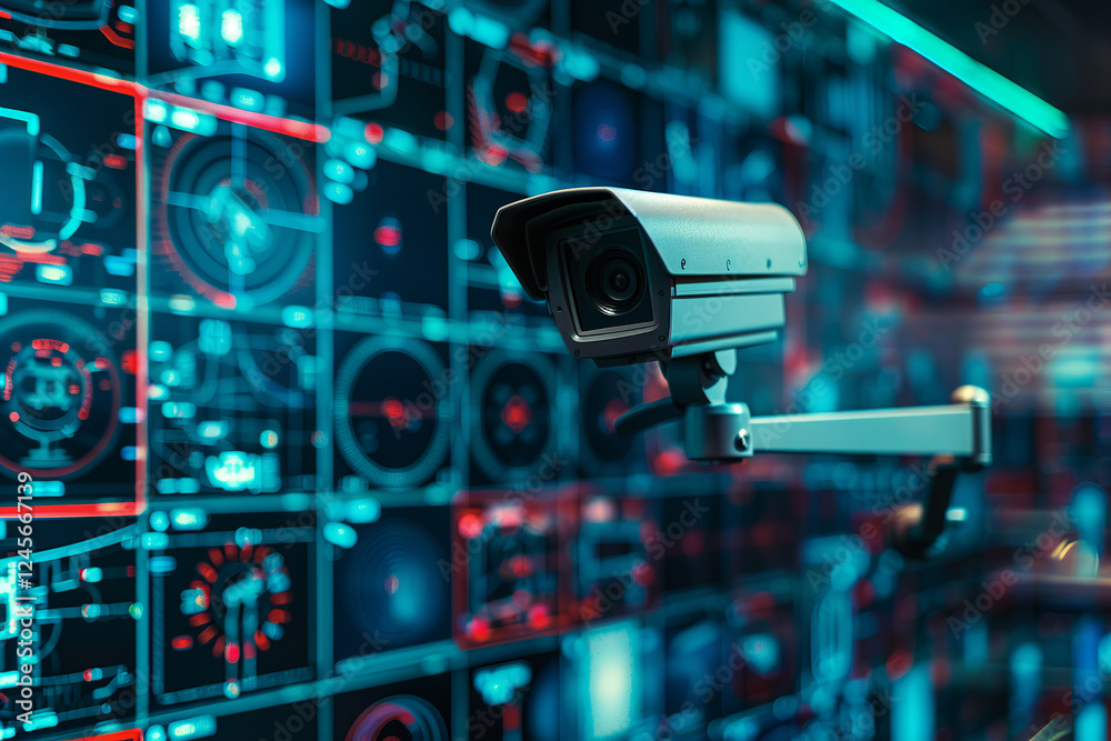A computer monitor displays a camera view of a room with multiple screens. surveillance secure protection system and recording tape archive with online network IP connection. A computer monitor displays a camera view of a room with multiple screens. surveillance secure protection system and recording tape archive with online network IP connection.
