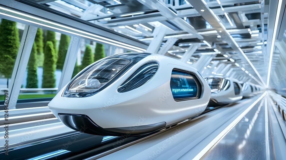 Fototapeta premium futuristic autonomous pods transit system - futuristic technology