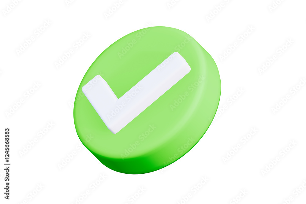 3D Check mark isolated on white background, with Clipping path, 3D rendering 3D Check mark isolated on white background, with Clipping path, 3D rendering